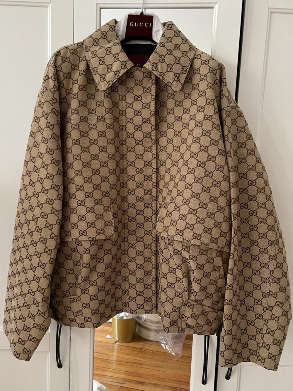 NWT Gucci monogram bomber in neutral gg jacquard.